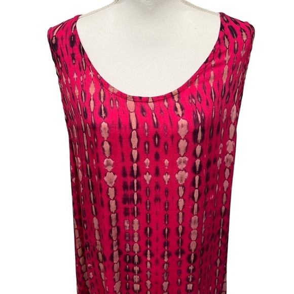 Soft Surroundings Tie Dye Flowy Dress Sz 3X 100% Rayon Asymmetrical Cinched Back - Picture 2 of 13